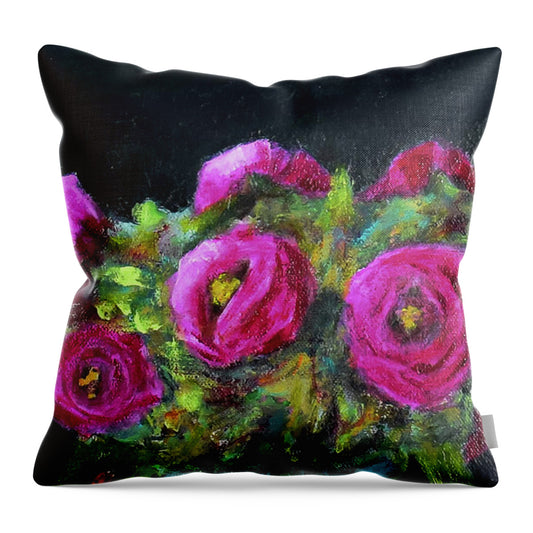 Ladybug and Pink Roses - Throw Pillow