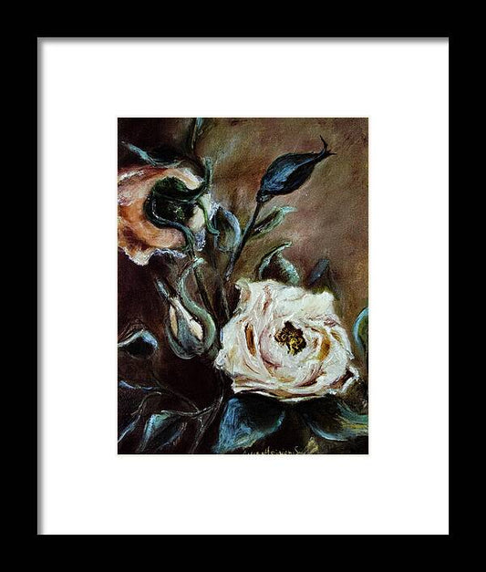 Pink Roses and Regrets -original in private collection - Framed Print