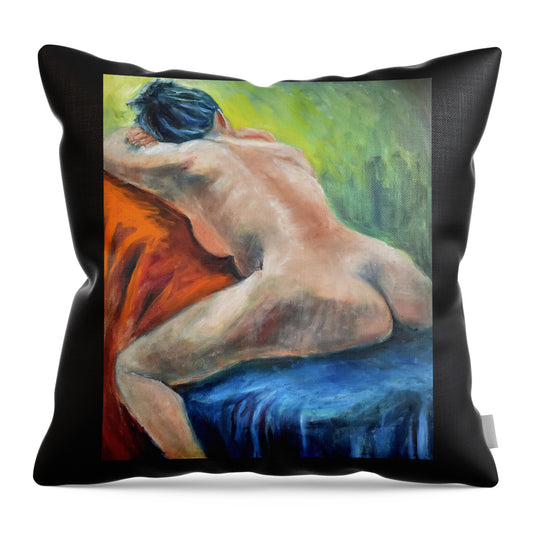 Sleeping Nude Model - Throw Pillow