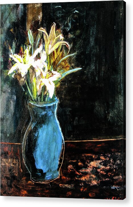 White Lilies and the Watchers -original in private collection - Acrylic Print