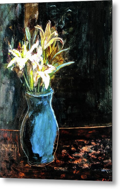 White Lilies and the Watchers -original in private collection - Metal Print