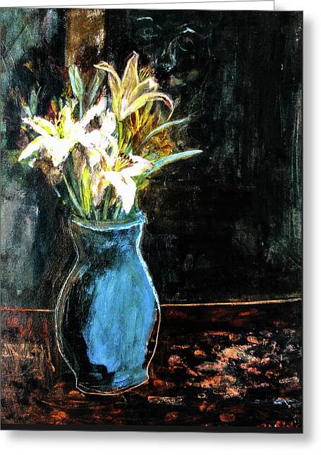 White Lilies and the Watchers -original in private collection - Greeting Card