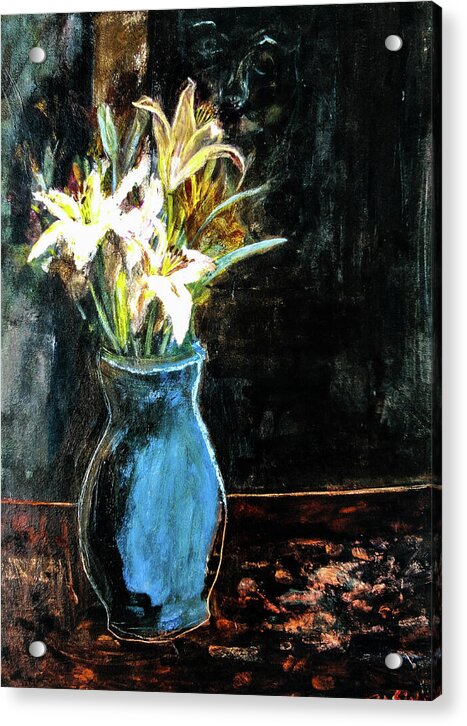 White Lilies and the Watchers -original in private collection - Acrylic Print