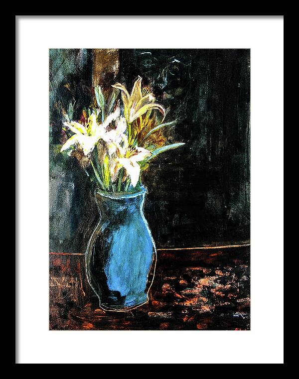 White Lilies and the Watchers -original in private collection - Framed Print