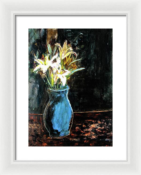 White Lilies and the Watchers -original in private collection - Framed Print