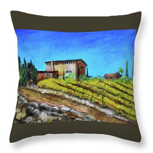 Fall Vineyard, France 'en plein air - Throw Pillow