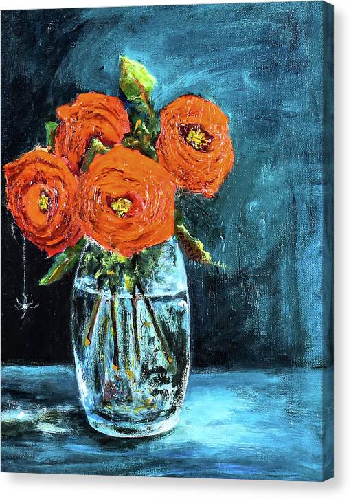 The Ghost Spider and Roses of Orange - Canvas Print