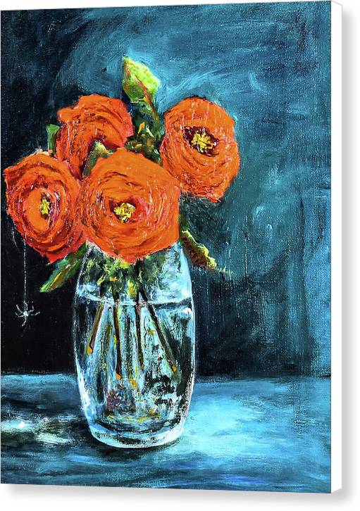 The Ghost Spider and Roses of Orange - Canvas Print