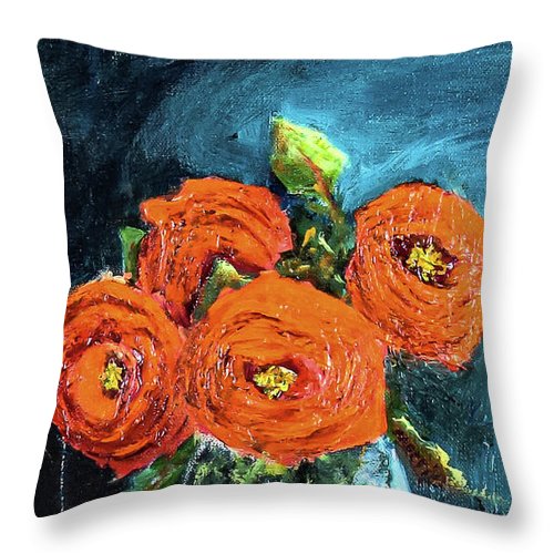 The Ghost Spider and Roses of Orange - Throw Pillow