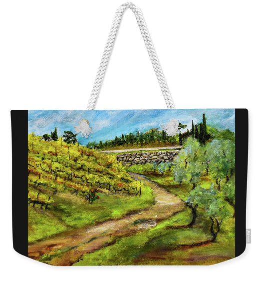 Vineyard Road - Tuscany, Italy 'en plein air - Weekender Tote Bag