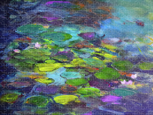 Water Lilies, Shades of Purple - Puzzle