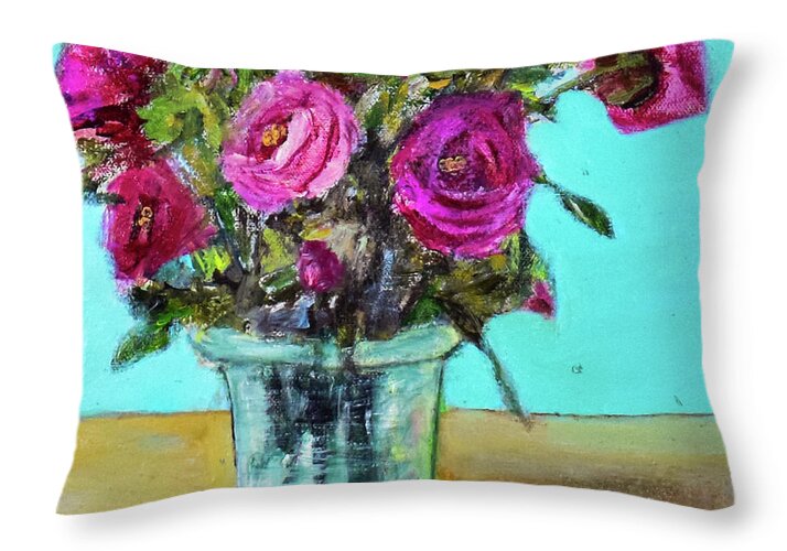 Antique Roses - Never too Many -original in private collection - Throw Pillow