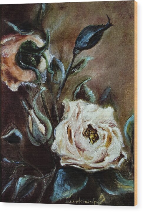 Pink Roses and Regrets -original in private collection - Wood Print