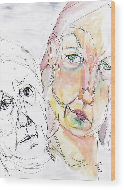 Contour Drawing - Self Portrait - Nfs - Wood Print