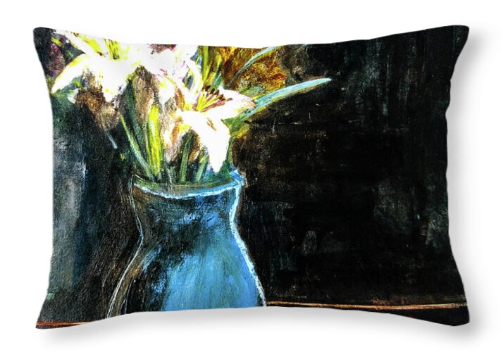 White Lilies and the Watchers -original in private collection - Throw Pillow