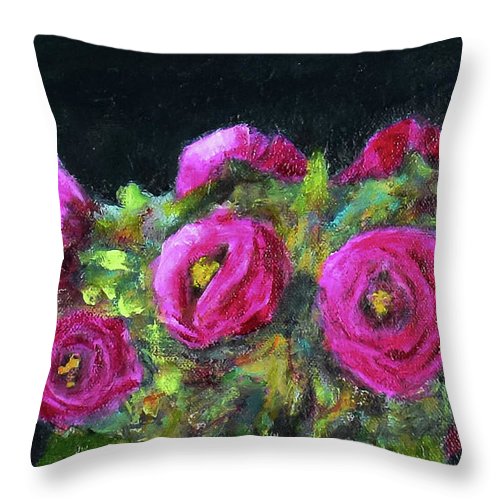 Ladybug and Pink Roses - Throw Pillow