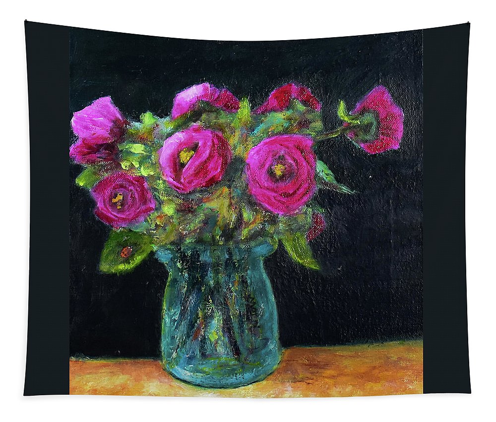 Ladybug and Pink Roses - Tapestry