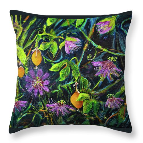 Passion Flower Vine - Wildflower series - Throw Pillow