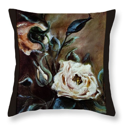 Pink Roses and Regrets - Throw Pillow