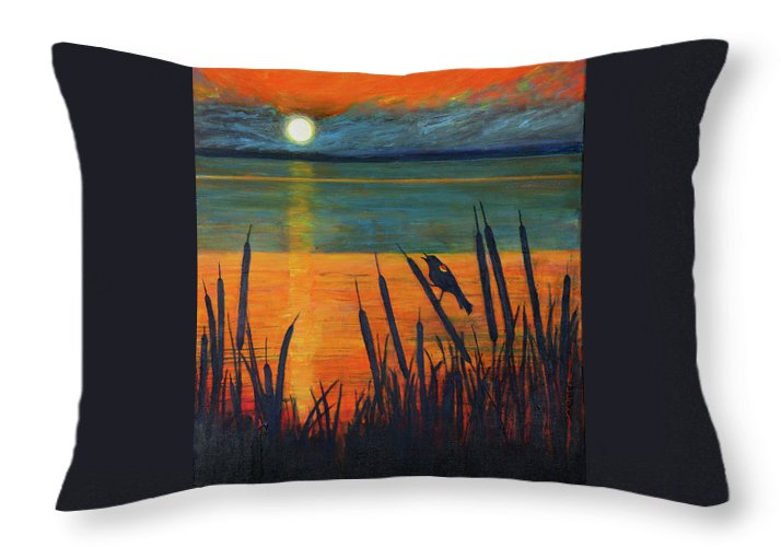 River Song, Red-winged Blackbird - Throw Pillow