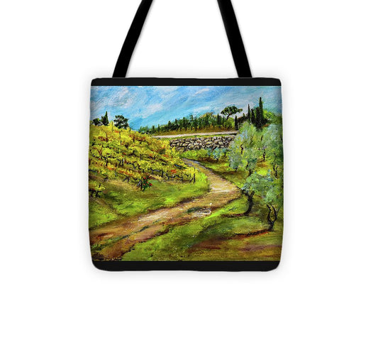 Vineyard Road - Tuscany, Italy 'en plein air - Tote Bag