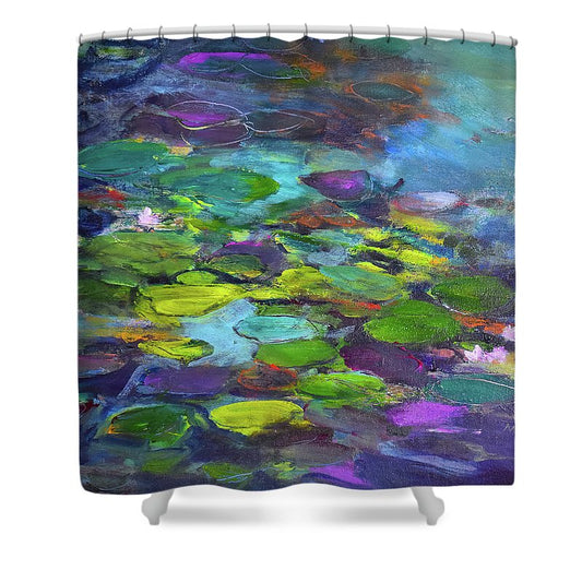 Water Lilies, Shades of Purple - Shower Curtain
