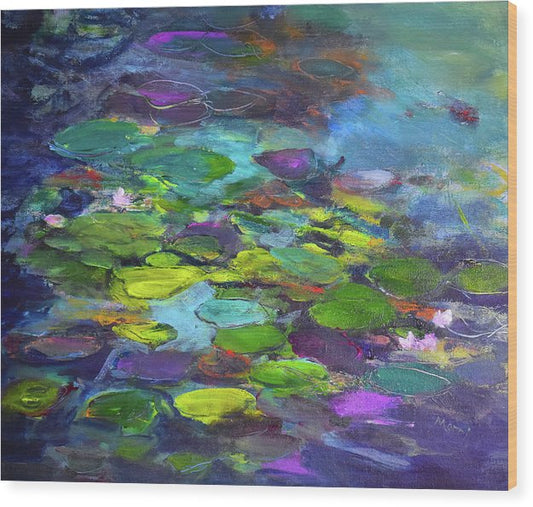 Water Lilies, Shades of Purple - Wood Print